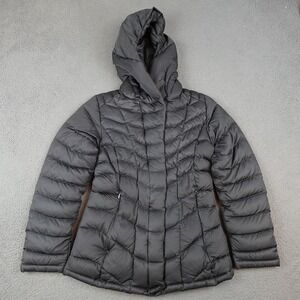 Patagonia Downtown Loft Jacket Womens Small Black Hooded Quilted Down Puffer